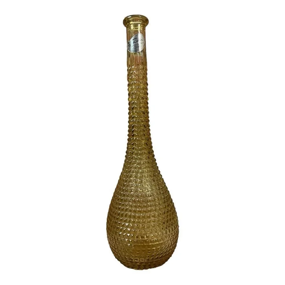 Vintage MCM Rossini Made In Italy Empoli Genie Bottle Amber Glass Vase